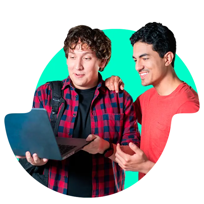 Two men with laptop