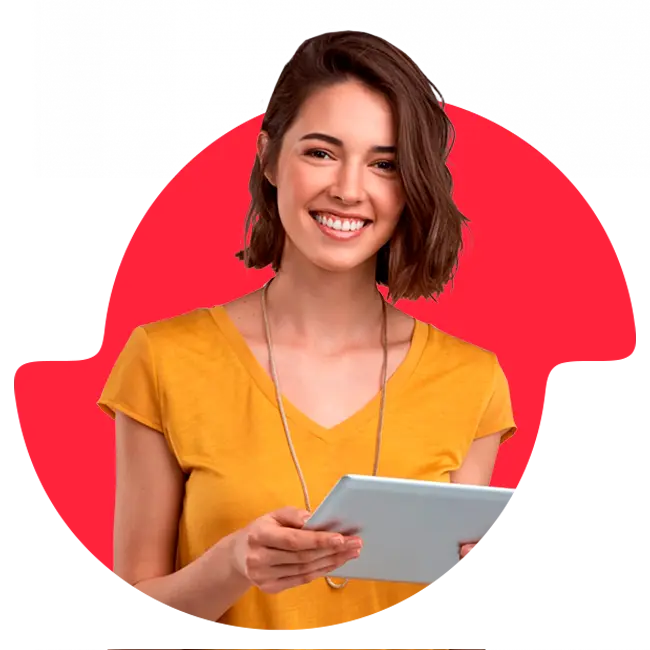 woman with tablet